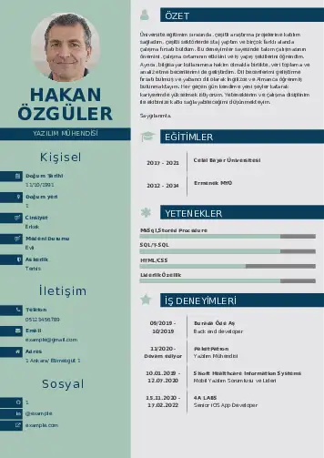 Yazılım Mühendisi Cv Örnekleri cv indir